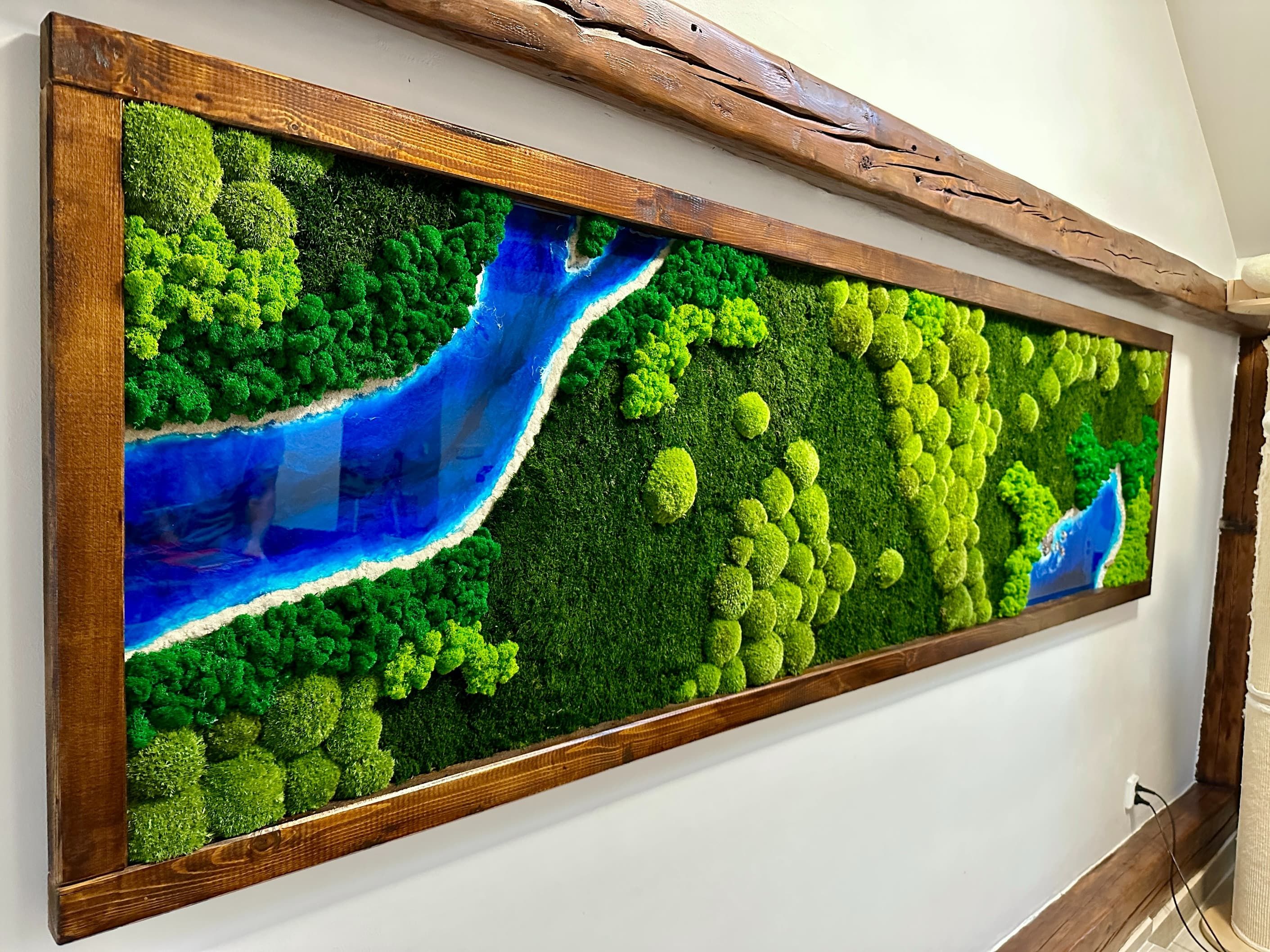 Mechový obraz long epoxid řeka a jezero